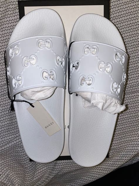 gucci slides white on|gucci slides white women's.